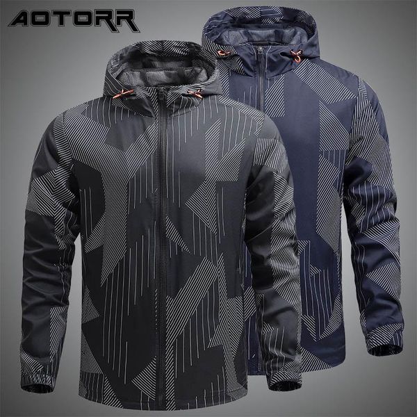 men's jackets autumn outdoor jacket tactical windproof coat fashion casual striped hooded men breathable sports overwear 2021, Black;brown