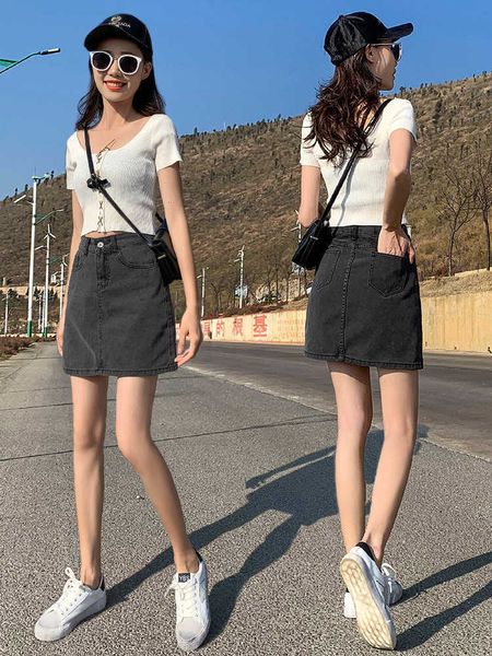 skirt denim a-line women's summer bag high waist show thin hip pants spring, Black;gray
skirt denim a-line women's summer bag high waist show thin hip pants spring, Black;gray