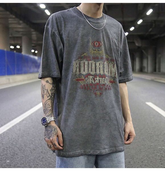 men's shirt ins high wash used grey print loose t-shirt summer street fashion brand skateboard cotton short sleeve, White;black
men's shirt ins high wash used grey print loose t-shirt summer street fashion brand skateboard cotton short sleeve, White;black
