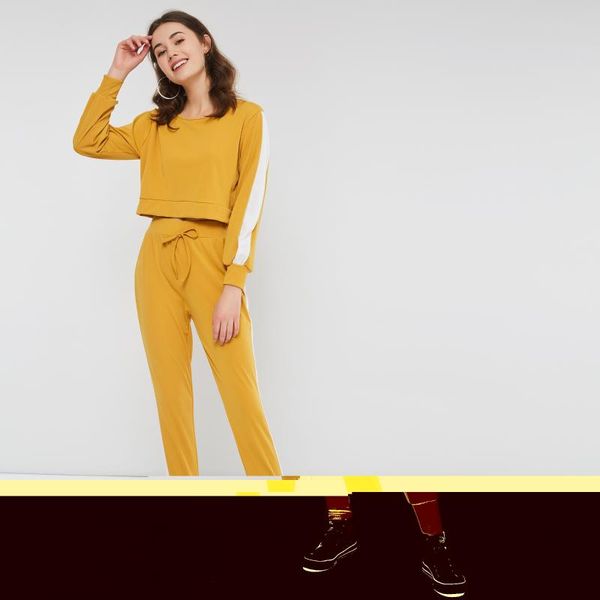 women's two piece pants yellow tracksuit autumn stripe cropped hoodies long sweatpants young girl street sweatsuit casual woman sets, White
women's two piece pants yellow tracksuit autumn stripe cropped hoodies long sweatpants young girl street sweatsuit casual woman sets, White