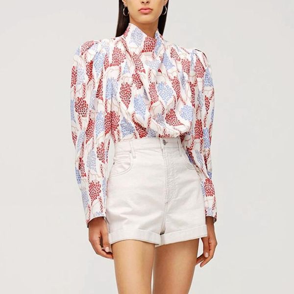 women's blouses & shirts 2021 women retro print pleated blouse elegant ladies slim waist long sleeve shirt and, White
women's blouses & shirts 2021 women retro print pleated blouse elegant ladies slim waist long sleeve shirt and, White