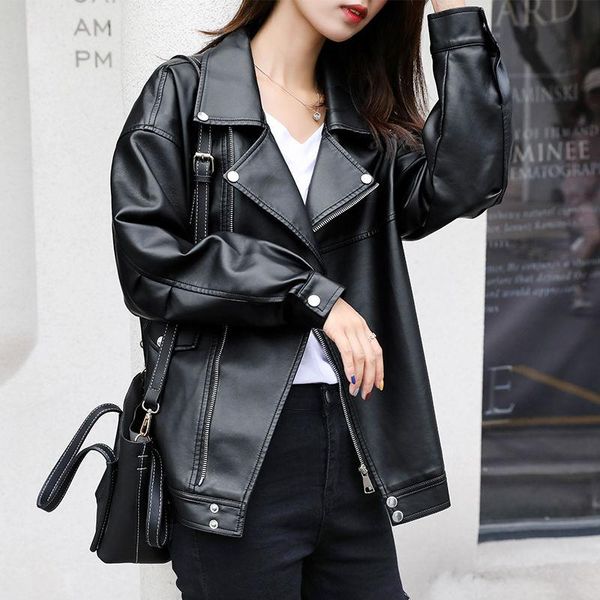 women's jackets nic 2021 autumn pu leather coat retro women solid faux jacket female punk outwear ladies biker moto, Black;brown
women's jackets nic 2021 autumn pu leather coat retro women solid faux jacket female punk outwear ladies biker moto, Black;brown