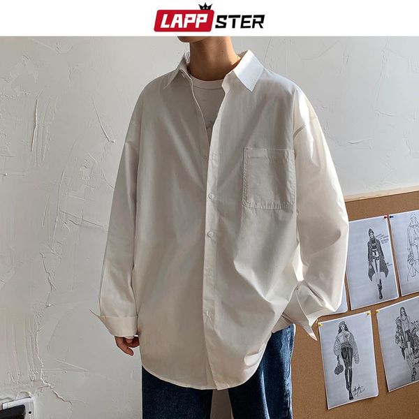 men's casual shirts lappster streetwear solid white form men 2021 mens harajuku korean fashions button up shirt long sleeve, White;black
men's casual shirts lappster streetwear solid white form men 2021 mens harajuku korean fashions button up shirt long sleeve, White;black