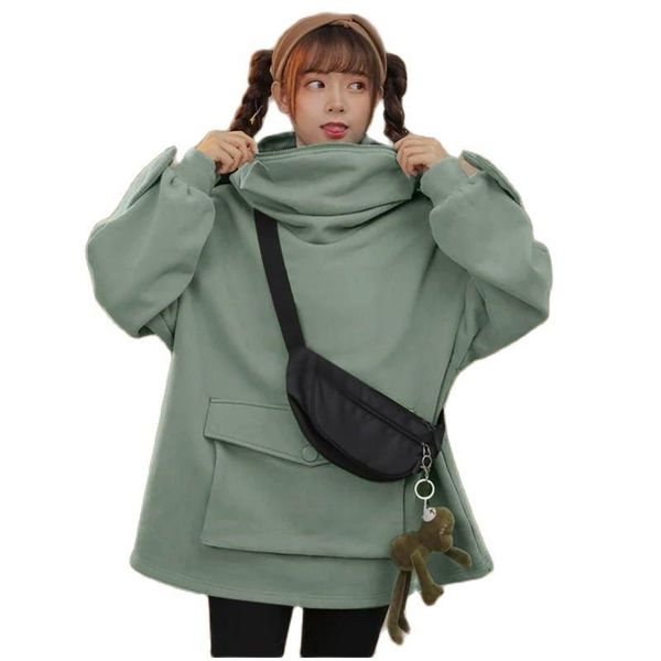 women's hoodies & sweatshirts chin fleecy hoodie for fall/winter mid length frog-hooded lazy coat comfortable large size warm fishion, Black
women's hoodies & sweatshirts chin fleecy hoodie for fall/winter mid length frog-hooded lazy coat comfortable large size warm fishion, Black