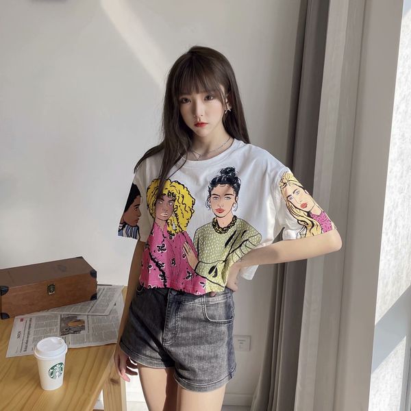 women cropped t-shirt girl printed o-neck short sleeve basic style tees fashion casual chic lady clothes 210517, White
women cropped t-shirt girl printed o-neck short sleeve basic style tees fashion casual chic lady clothes 210517, White