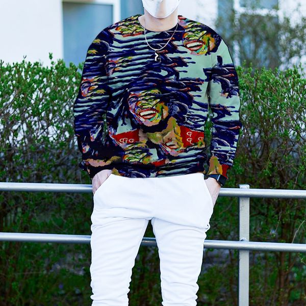 couple sweater autumn and winter personality color street rock style stitching pattern casual punk goth round neck high-quality sweater hood, Black
couple sweater autumn and winter personality color street rock style stitching pattern casual punk goth round neck high-quality sweater hood, Black