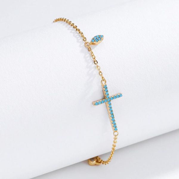 link, chain 2021 luxury copper color-preserving gold blue zircon cross bracelet women simple original creative design hand jewelry, Black
link, chain 2021 luxury copper color-preserving gold blue zircon cross bracelet women simple original creative design hand jewelry, Black