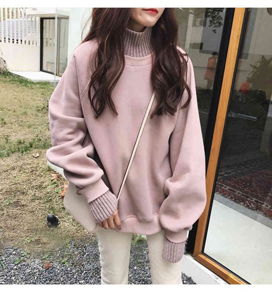splicing high collar sweater women's autumn and winter fashion plush two student, Black
splicing high collar sweater women's autumn and winter fashion plush two student, Black