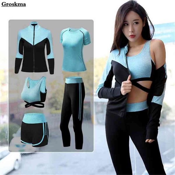 women 3/4/5pcs yoga sets quick dry coats+t shirt+bra+shorts+leggings running sportswear clothing fitness gym 210802, Gray
women 3/4/5pcs yoga sets quick dry coats+t shirt+bra+shorts+leggings running sportswear clothing fitness gym 210802, Gray