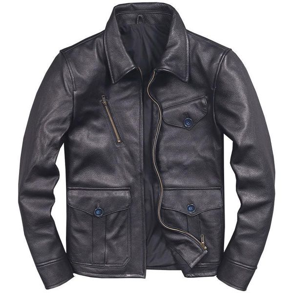 men's leather & faux first layer short cowhide motorcycle clothing autumn and winter youth lapel slim -fit coat, Black
men's leather & faux first layer short cowhide motorcycle clothing autumn and winter youth lapel slim -fit coat, Black