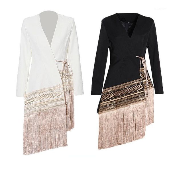 women's suits & blazers 2021 womens long blazer double breasted suit jacket loose oversize coat solid color formal embroidered lanyard, White;black
women's suits & blazers 2021 womens long blazer double breasted suit jacket loose oversize coat solid color formal embroidered lanyard, White;black