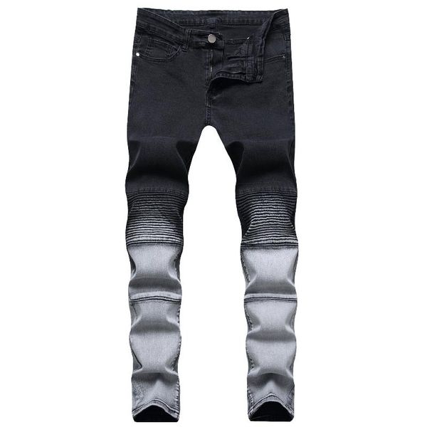 men's jeans gradient black skinny men fashion pleated slim fit stretch distressed pencil hombre casual denim trousers streetwear, Blue
men's jeans gradient black skinny men fashion pleated slim fit stretch distressed pencil hombre casual denim trousers streetwear, Blue