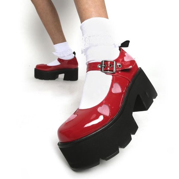 dress shoes women mary jane female platform patent leather pumps ladies heart printed british style buckle chunky bottom footwear, Black
dress shoes women mary jane female platform patent leather pumps ladies heart printed british style buckle chunky bottom footwear, Black