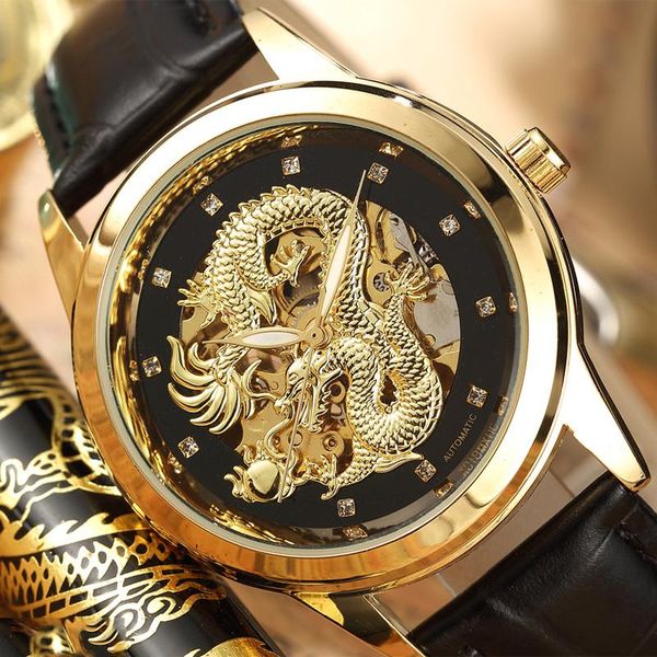 wristwatches luxury fashion dragon skeleton automatic mechanical wrist watches for men leather strap golden clock waterproof man relogio gif, Slivery;brown
wristwatches luxury fashion dragon skeleton automatic mechanical wrist watches for men leather strap golden clock waterproof man relogio gif, Slivery;brown