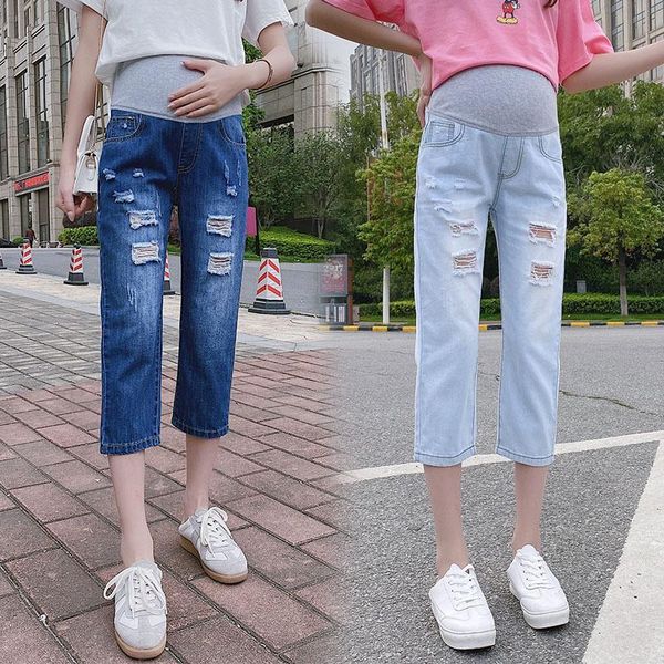 maternity bottoms 1122# pants spring summer jeans belly support elastic waist hole decoration trousers, White
maternity bottoms 1122# pants spring summer jeans belly support elastic waist hole decoration trousers, White