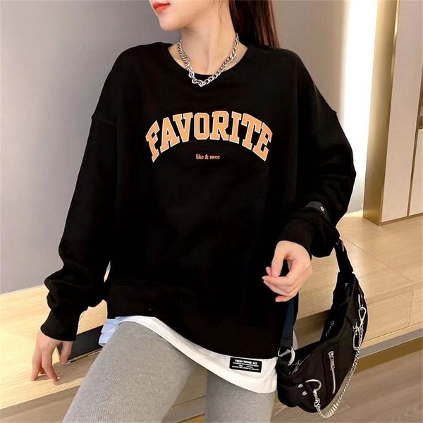 spring and autumn cotton terry 2021 round neck pullover sweater korean letter embroidery casual women's blouse female student, Black
spring and autumn cotton terry 2021 round neck pullover sweater korean letter embroidery casual women's blouse female student, Black