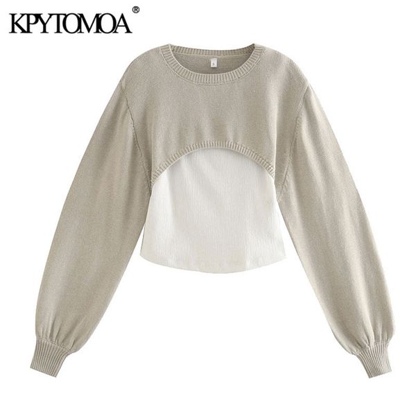 women fashion with straps patchwork cropped knitted sweater o neck long sleeve pullovers chic 210420, White;black
women fashion with straps patchwork cropped knitted sweater o neck long sleeve pullovers chic 210420, White;black