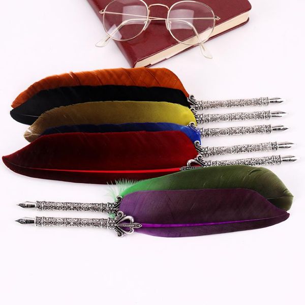 antique feather dip fountain pen chancery quill oblique pens and 5pcs nib carved metal gifts office school stationery
antique feather dip fountain pen chancery quill oblique pens and 5pcs nib carved metal gifts office school stationery