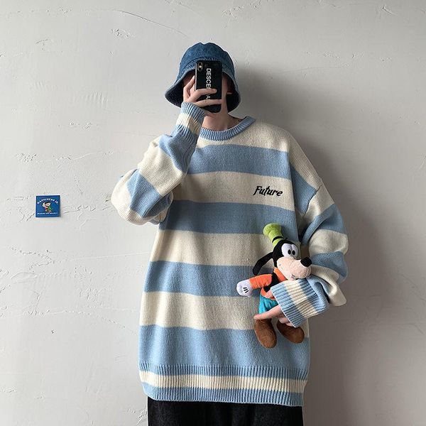 men's sweaters pr loose padded striped sweater men 2021 autumn winter hong kong style and casual streetwear o-neck knitted, White;black
men's sweaters pr loose padded striped sweater men 2021 autumn winter hong kong style and casual streetwear o-neck knitted, White;black