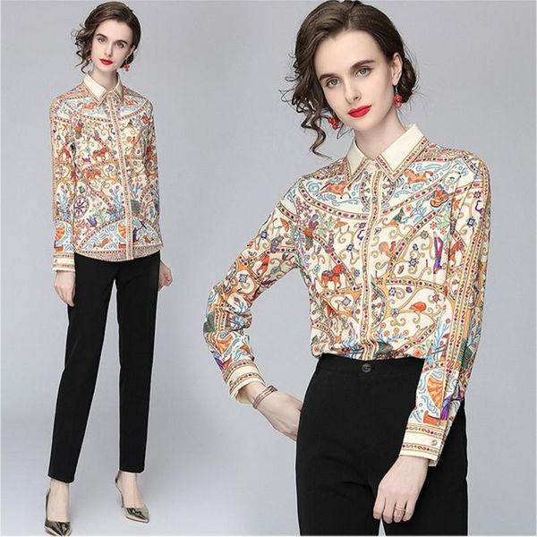 women's blouses & shirts 2021 spring summer fashion temperament women turn down collar floral print vintage long sleeve casual shirt, White
women's blouses & shirts 2021 spring summer fashion temperament women turn down collar floral print vintage long sleeve casual shirt, White
