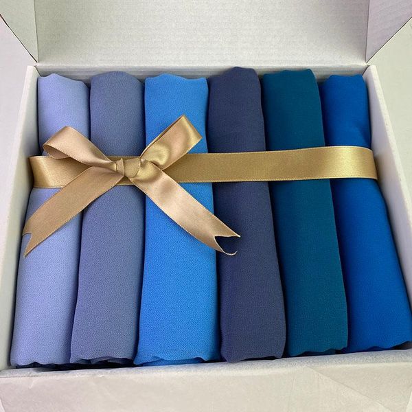 scarves 6pcs/box heavy chiffon hijab scarf wrap solid color shawls headband muslim hijabs with gift box headscarf foulard femme, Blue;gray
scarves 6pcs/box heavy chiffon hijab scarf wrap solid color shawls headband muslim hijabs with gift box headscarf foulard femme, Blue;gray