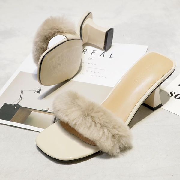 slippers fur 7cm block heel women shoes fashion mules fluffy slides open toe fuzzy plush basic ladies shoe, Black
slippers fur 7cm block heel women shoes fashion mules fluffy slides open toe fuzzy plush basic ladies shoe, Black