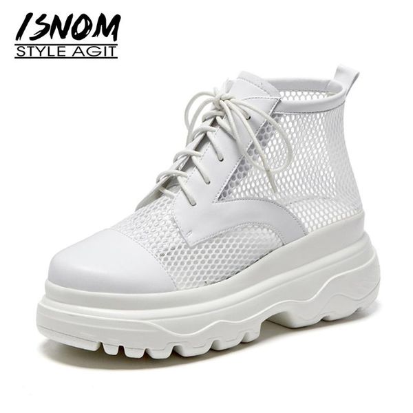 boots isnom lace up mesh booties women real leather round toe wedges shoes woman platform ankle summer casual ladies, Black
boots isnom lace up mesh booties women real leather round toe wedges shoes woman platform ankle summer casual ladies, Black
