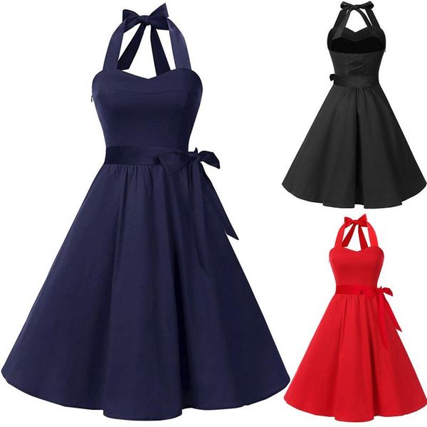 casual dresses vintage halter neck pleated dress ladies fashion zipper bow swing women evening party vestido de fest, Black;gray
casual dresses vintage halter neck pleated dress ladies fashion zipper bow swing women evening party vestido de fest, Black;gray