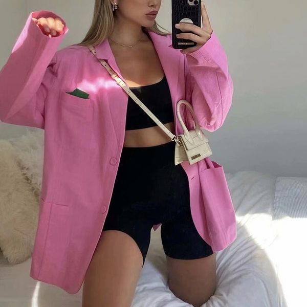 women's suits & blazers women cool pink blazer 2021 summer fashion ladies thin cotton jackets elegant female chic casual girls cute top, White;black
women's suits & blazers women cool pink blazer 2021 summer fashion ladies thin cotton jackets elegant female chic casual girls cute top, White;black