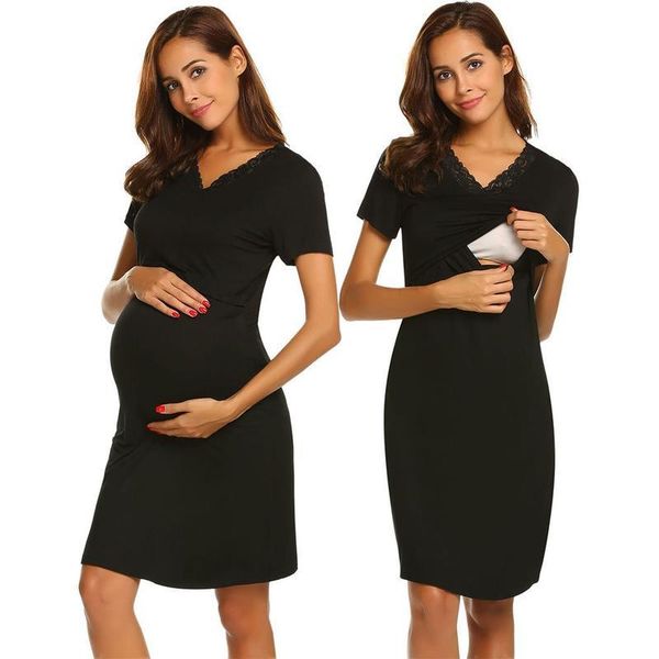 pregnant women's casual breast-feeding v-neck short sleeve summer loose midi dresses maternity, White
pregnant women's casual breast-feeding v-neck short sleeve summer loose midi dresses maternity, White