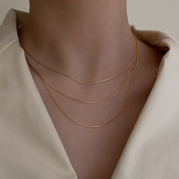 2021 ligth thin multiple layers silver chain korean fashion 14k gold plated layer necklace for women
2021 ligth thin multiple layers silver chain korean fashion 14k gold plated layer necklace for women