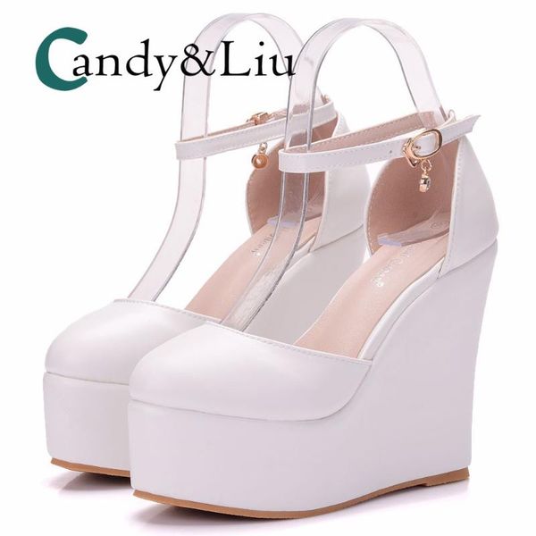 large size white women sandals round toe wedges with platform ankle strap super high heel for party banquet evening dress, Black
large size white women sandals round toe wedges with platform ankle strap super high heel for party banquet evening dress, Black