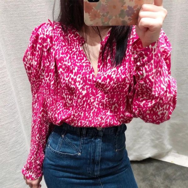 women's blouses & shirts women 2021 autumn style pleated v-neck floral print ladies loose shirt, White
women's blouses & shirts women 2021 autumn style pleated v-neck floral print ladies loose shirt, White
