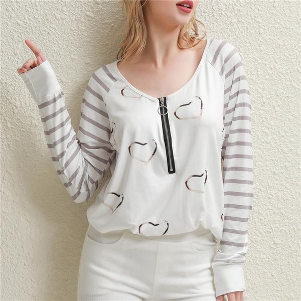 women's blouses & shirts 2021 women heart print casual zipper v neck shirt autumn polyester long sleeve elegant ladies streetwear, White
women's blouses & shirts 2021 women heart print casual zipper v neck shirt autumn polyester long sleeve elegant ladies streetwear, White