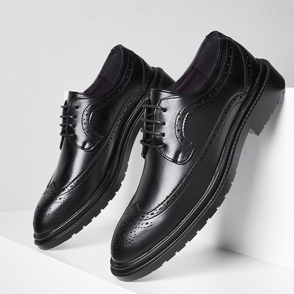 men's busins block carved british trend lace up korean pointed formal leather shoes 9720-x, Black
men's busins block carved british trend lace up korean pointed formal leather shoes 9720-x, Black