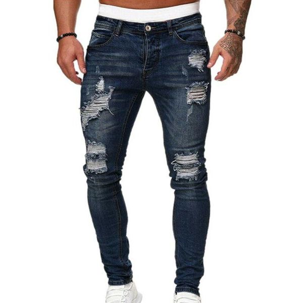 men's jeans mens slim fit long denim fashion style hole scratched man distressed stretchy full length pencil pants ripped trousers, Blue
men's jeans mens slim fit long denim fashion style hole scratched man distressed stretchy full length pencil pants ripped trousers, Blue