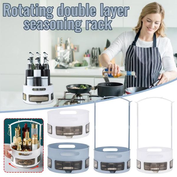 double-layer rotating spice rack bathroom skin care product storage box holder for kitchen accessories & organization
double-layer rotating spice rack bathroom skin care product storage box holder for kitchen accessories & organization