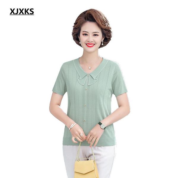 women's t-shirt xjxks fashion lapel women 2021 summer loose plus size comfortable short sleeve casual, White
women's t-shirt xjxks fashion lapel women 2021 summer loose plus size comfortable short sleeve casual, White