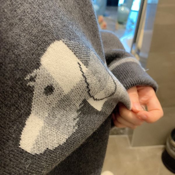 tb grey check puppy autumn and winter new round neck casual wool pullover knitted bottomed sweater women, White;black
tb grey check puppy autumn and winter new round neck casual wool pullover knitted bottomed sweater women, White;black