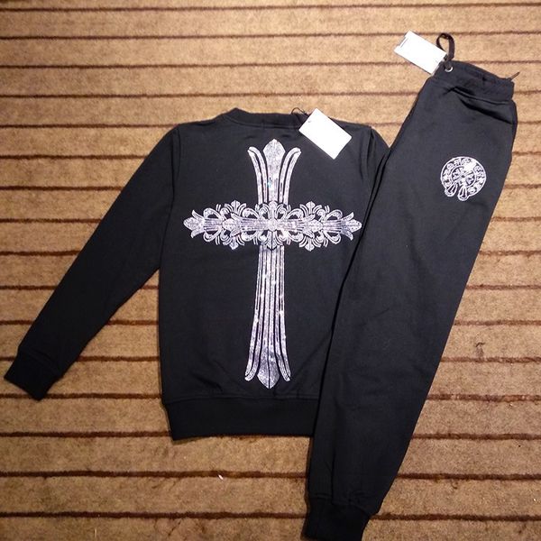 on one's own brand suit and wo fashion men's cross flower round neck sweater casual pants drill, Gray 
on one's own brand suit and wo fashion men's cross flower round neck sweater casual pants drill, Gray