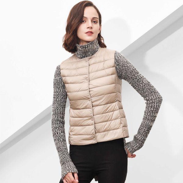 down coat autumn and winter vest women's short light wearing round neck v-neck inner liner white duck waistcoat, Black
down coat autumn and winter vest women's short light wearing round neck v-neck inner liner white duck waistcoat, Black