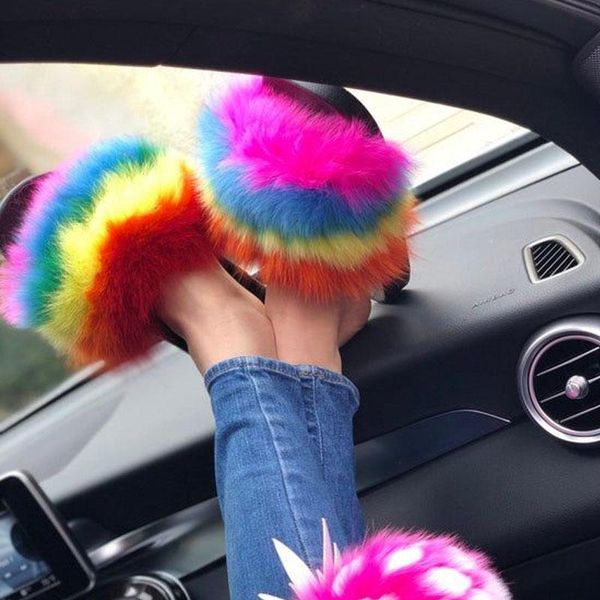 women slippers quality eva non-slip plush furry fur slides real luxury beach ladies flip flops, Black
women slippers quality eva non-slip plush furry fur slides real luxury beach ladies flip flops, Black