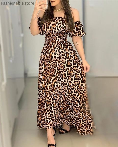 summer off shoulder leopard print womens dresses long casual shirring design ruffle maxi, Black;gray
summer off shoulder leopard print womens dresses long casual shirring design ruffle maxi, Black;gray