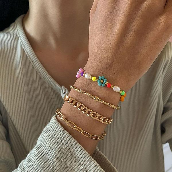charm bracelets 4 pcs/set colorful africa beads flower for women gold link chain bracelet women's hand wristband jewelry, Golden;silver
charm bracelets 4 pcs/set colorful africa beads flower for women gold link chain bracelet women's hand wristband jewelry, Golden;silver