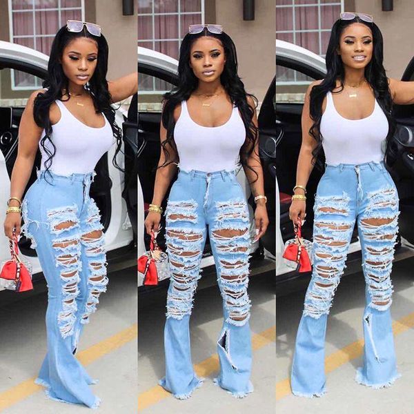 cross border exclusive for us women's jeans amazon high waist hole mop flared pants, Blue
cross border exclusive for us women's jeans amazon high waist hole mop flared pants, Blue