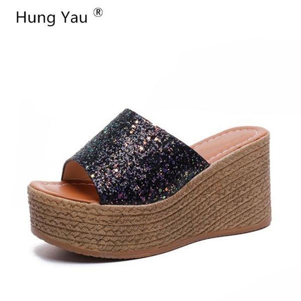 hung yau wedges sandals shoes for women summer platform flip flops slip on creepers casual bling woman plus size9, Black
hung yau wedges sandals shoes for women summer platform flip flops slip on creepers casual bling woman plus size9, Black