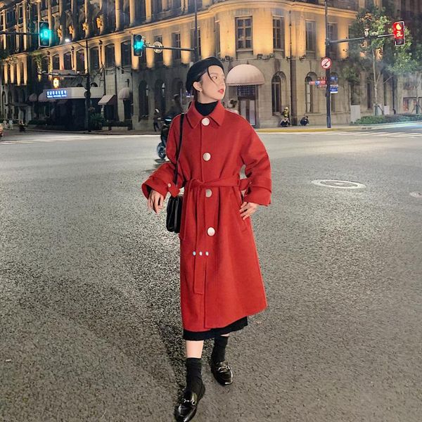 women's wool & blends wine woolen jacket womens mid-length 2021 autumn winter korean-style loose-fit over-the-knee overcoat /40, Black
women's wool & blends wine woolen jacket womens mid-length 2021 autumn winter korean-style loose-fit over-the-knee overcoat /40, Black