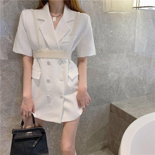 women's suits & blazers suit jacket summer 2021 retro temperament mid-length casual french short sleeve + pearl sling women, White;black
women's suits & blazers suit jacket summer 2021 retro temperament mid-length casual french short sleeve + pearl sling women, White;black