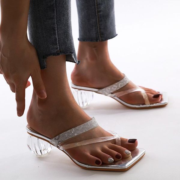 dress shoes crystal transparent women slippers ladies sandals square toe high heels clip slides casual for zapatos mujer, Black
dress shoes crystal transparent women slippers ladies sandals square toe high heels clip slides casual for zapatos mujer, Black
