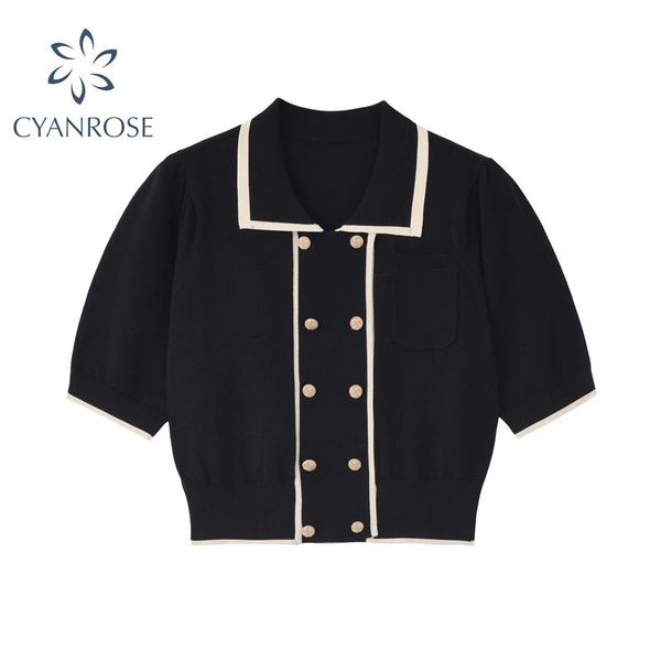 women's blouses & shirts 2021 summer vintage collar women streetwear knitted double breasted female tide aesthetic patchwork blusa, White
women's blouses & shirts 2021 summer vintage collar women streetwear knitted double breasted female tide aesthetic patchwork blusa, White